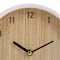 7" Light Brown Wood Woven Clock with White Frame & Silver Legs